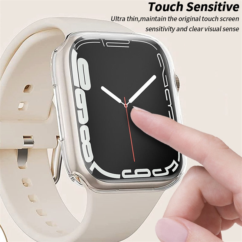 Screen Protector For Apple Watch Case 45mm 41mm 44MM 40MM 42mm 38MM Full TPU bumper Cover accessories iwatch series 7 SE 6 5 4 3